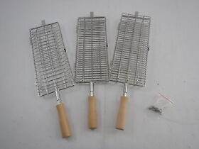 Ac-0015 Brazilian Flame Grill Baskets For 3/5 Skewer Gas Rotisserie 3 Set
