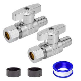 Breezliy 712417441658 1/2 Pex Straight Stop Valve Sink Toilet Shut Off 2 Pack Turn S