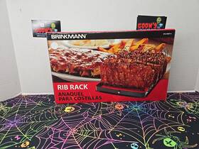 Brinkmann 039953527081 Rib Rack Bbq Barbecue Outdoor Grilling Holds 6 Slabs Of Ribs