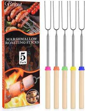 Briout 744110580884 Marshmallow Roasting Sticks - Smores Stick For Fire Pit Hot Dog Campfir