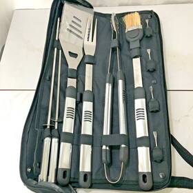 Lt3323 Cabana Bar And Grill Bbq Tool Set Carrying Case 10 Piece Tongs Spatula Fork