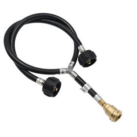Fttj1300 Cadufuelly Universal Y-split Propane Adapter Hose 2-way Qcc1/type1 Inlet And Pol/qcc1 O