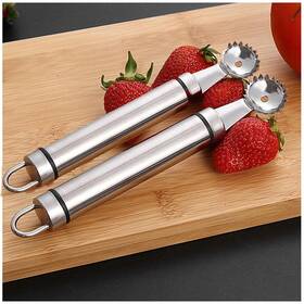 Calsgkspray 792483222429 2pcs Silver Strawberry Huller And Tomato Stem Corer Tool