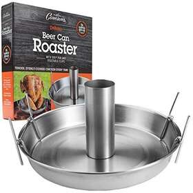 Camerons 035044013037 Deluxe Stainless Steel Bbq Beer Can Chicken Roaster With Vegetable Clip