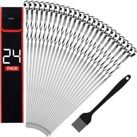 Capspace 445032732759 Metal Skewers For Kabobs - 15 Inch Bbq Grilling 24 Pack Shish Kabob