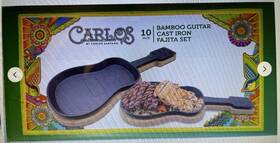 Carlos Santana 810088181115 10 Inch Cast Iron Fajita Guitar With Bamboo Holder