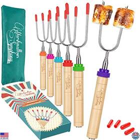 B017d677c2 Carpathen Set Of 6 Extra Long Telescoping Marshmallow Roasting Sticks For Campfire