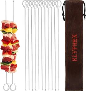 Chaolong 313106142148 12 Inch Pack - Metal Skewers Reusable Kabob Bbq Barbecue For Gril