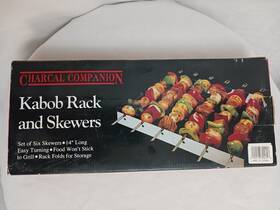 Charcoal Companion 022113704453 Kabob Rack And Six 14 Inch Skewers