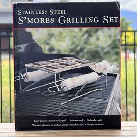 Charcoal Companion 050016731122 Stainless Steel Sftmores Grilling Set Rack And 4 Skewers Nib Bbq