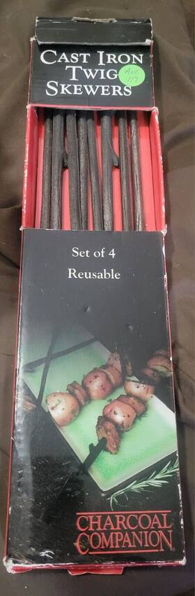 Charcoal Companion 050016750161 New Box Of 8 Cast Iron Twig Skewers See Description
