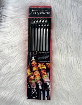 Charcoal Companion 050016774013 Barbecue Bbq Kabob Skewers Rack Set Flat 12.5 Inch X Durable Stainless Steel 6 Pack