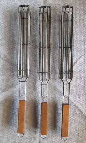 Charcoal Companion 885141626377 11in Nonstick Stainless Kabob Grilling Baskets 3 Set Veggies