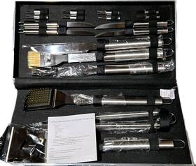 Siq-po03031 Chef Buddy 19 Piece Grill Set Stainless Steel Bbq Aluminum Case With Premium Outdoor Gift