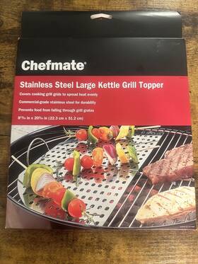 Chefmate 076903067181 Stainless Steel Large Kettle Grill Topper - 8 13/16x 20 3/16 New