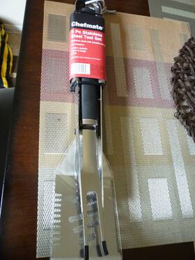 Chefmate 490090604347 3pc Stainless Steel Bbq Tool Set/new