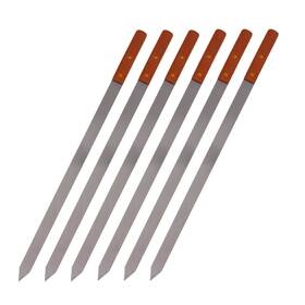 Cheftor 847295030981 Premium Stainless Steel Wooden Handle Bbq Skewers For Shish Kebab Tu