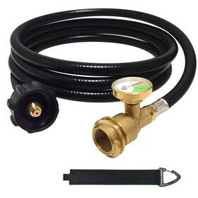 Chilipili 758289184699 8 Feet Propane Tank Extension Hose With Gauge Acme To Male Qcc/pol Fittings F