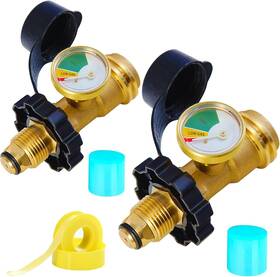 Chulan 711181626438 2 Pack Pol Propane Tank Adapter With Gauge Converts Lp Service Valve To