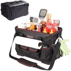 Bbq-caddy-1 Chyaidach Large Grill Caddy With Hard Bottom Portable Foldable Griddle Organizer For Blac