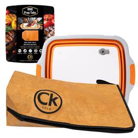 Ck Gold 793150610853 New Extra Large Collapsible Bbq Prep Tub With Locking Lid And Meat Resting Bag