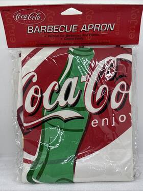 Coca-cola 072898655808 Vintage Barbecue Bbq Apron Washable New In Package Contour Bottle