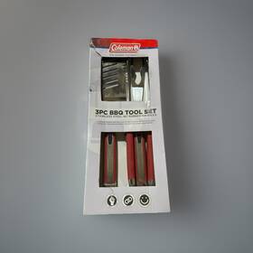 Coleman 794560161874 New 3-piece Bbq Tool Set. Stainless Steel With Rubber Handles