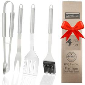 Comfilux 065008250203 Steel Bbq Grill Tool Set Accessories And Tools Durable Stainlesssteel Utensils