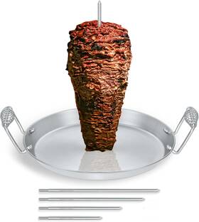 Concord 711181151152 Stainless Steel Vertical Al Pastor Skewer With Plate For Outdoor Bbq Gri