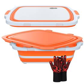 Bbqg-001 Cosparx Xl Collapsible Bbq Prep Tub With Cutting Board And Drain Plug Portable Food P