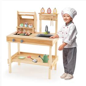 Us-2hcst05684 Costway Wooden Barbecue Grill Playset With Play Food Grilling Tools And Accessories