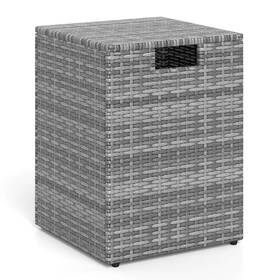 Us-2hcst12981 Costway Propane Tank Cover Table 16inch Square Pe Rattan Gas Storage Box With Flip Lid