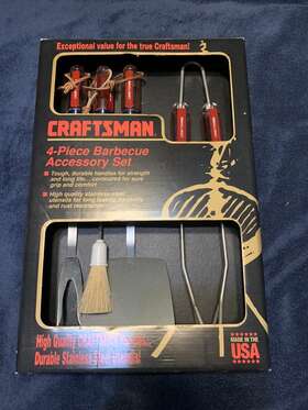 941258 Craftsman Sears Grilling Bbq 4 Piece Set Tool Grip Handle Boxed Vintage Unused