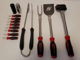 Ssx2753 Crown Promotions Official Snap On 711622019041 Snap-on Instinct Handle Inspired Bbq Tool 14-piece Set Never Used 2011