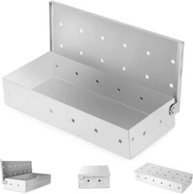 Crystal Lemon 711181508352 Smoker Box For Gas Grilling Stainless Steel Basket With Tray Holder A