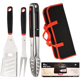 Jj19627 Cucut Bbq Tools Set Heavy Duty Stainless Steel Spatula Fork Tongs With Portable