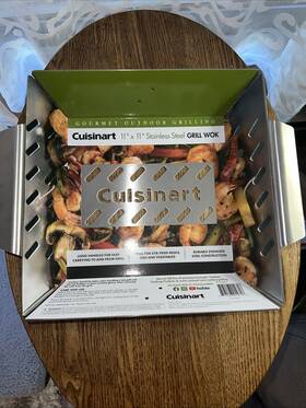 Cuisinart 817096014718 Stainless Steel Bbq Wok Grilling Basket Perforated 11 Inch X11 Brand New