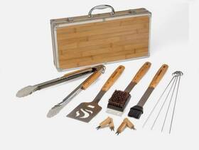 Cgs-7014z Cuisinart 13 Piece Wooden Handle Grill Utensil Set Tongs Accessories