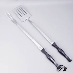 Cutco #1706 #1707 Vintage Barbecue Grilling Fork And Spatula Brown Handle 20 Inch Long Bbq Set
