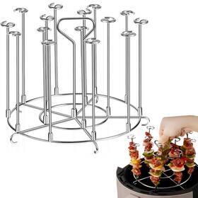 Cwyeye 759142192196 Air Fryer Skewer Rack Round Stand With 12 Steel Sticks Portable Stai