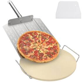Dc-us-taocb14pp Dcyourhome Inch Round Pizza Stone With Rack For Oven Bbq Grilling Natural Cordi