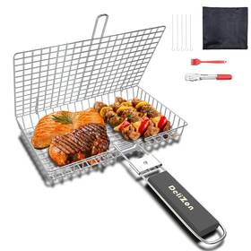 Basket-bbq-4cm Delizon Grill Baskets Fish Grilling Rack For Outdoor With Removable Handle Com
