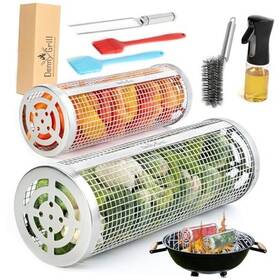 Denny Grill 198168399453 Baskets For Outdoor 2pcs 2024 Upgraded - Rolling Grilling Barbecue 360
