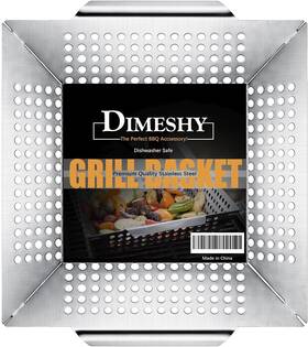 Dimeshy 662565215031 Stainless Steel Grill Basket Large 12 Inches Bbq Accessories For Vegetable Shr