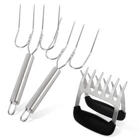 Firecha-4 Diswale 4 Pcs Turkey Lifter Forks And Meat Shredder Claws Set Stainless Steel