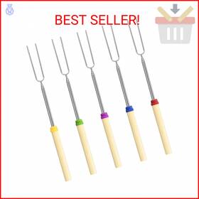 Dk-1211 Dkovn 5 Pack Marshmallow Roasting Sticks Set Extendable 32in Long Metal Barbecue Skew