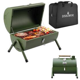 Dnkmor 753165212015 Green Portable Charcoal Grill Tabletop Outdoor Barbecue Smoker Round