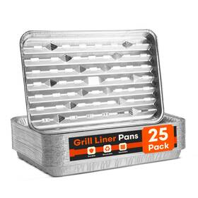 Bp25 Dobi 25-pack Aluminum Grill Liner Pans Disposable Bbq Grates With Holes Broiler Use