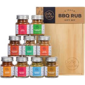 Done Lucky 850036497219 Bbq Rub Gift Set - Spice In Premium Wooden Box Great Grilling Fo