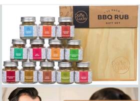 Done Lucky 850036497400 Bbq Rub Gift Set - Spice In Premium Wooden Box Great Grilling